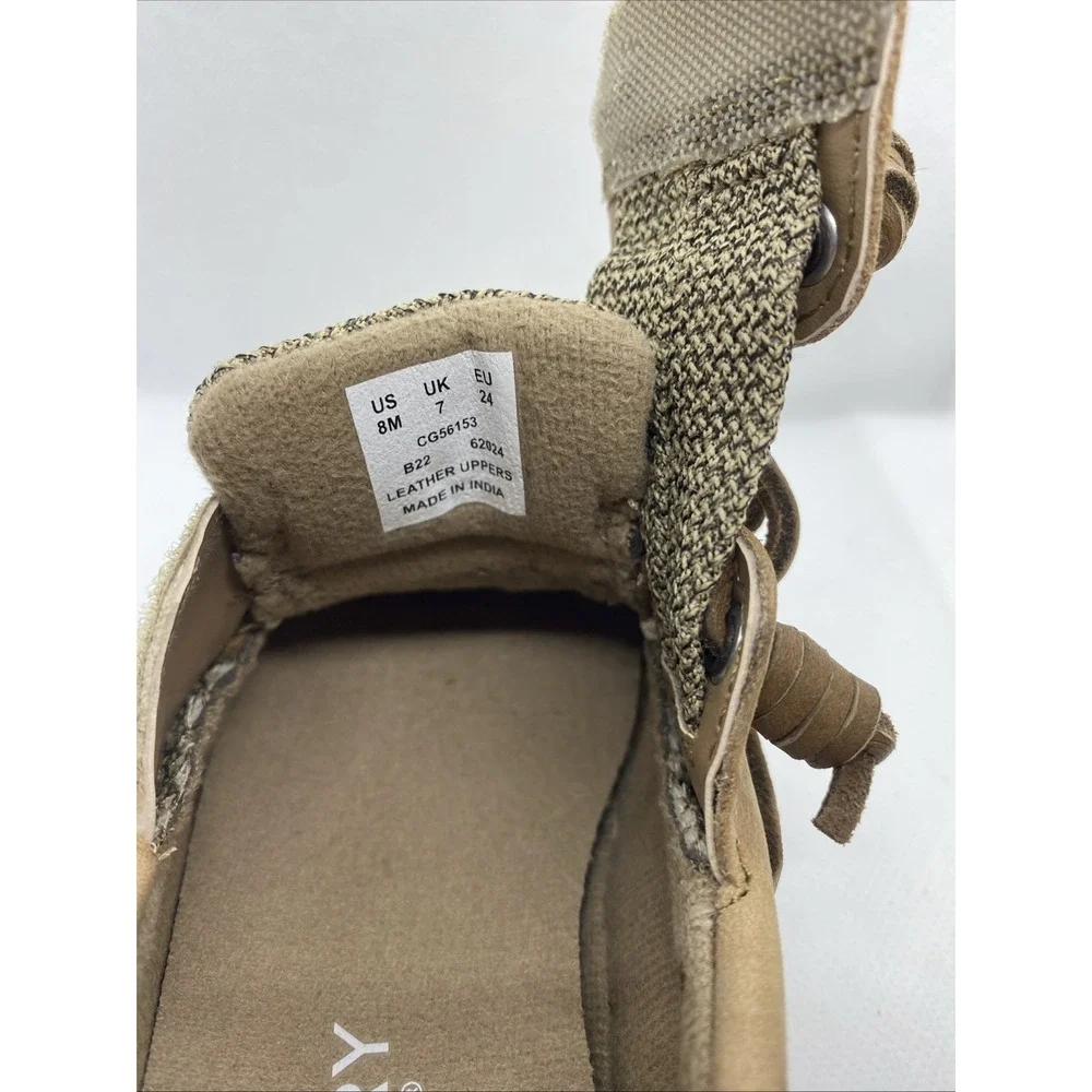 Sperry Top Sider Boat Shoes Girls Toddler Hook And Loop  8M Slip On Tan